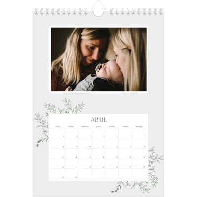 Calendario personalizado A4 — Flores dibujadas [Abril]