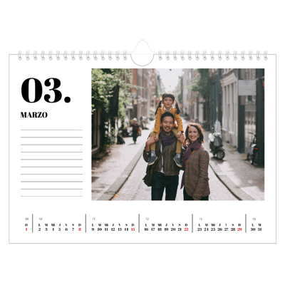 Calendario A4 horizontal — Serif y momentos [Marzo]