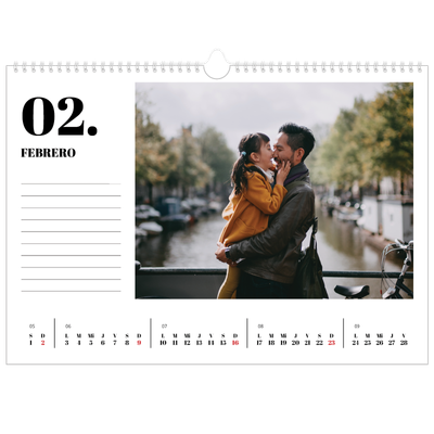 Calendario A3 horizontal — Serif y momentos [Febrero]