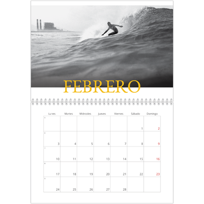 Calendario personalizado doble A4 — Estilo Heritage [Febrero]