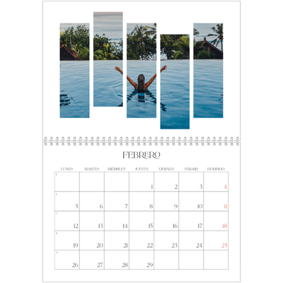 Calendario personalizado doble A4 — Fragmentos de viaje [Febrero]