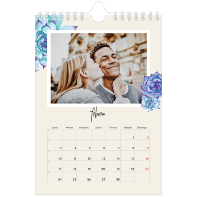 Calendario personalizado A5 — Flores pintadas [Febrero]