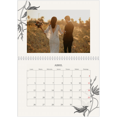Calendario personalizado doble A4 — Tinta y hiedra [Abril]