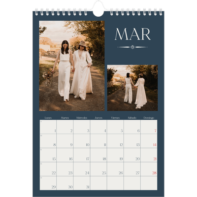 Calendario personalizado A4 — Pizarra y caligrafía [Marzo]