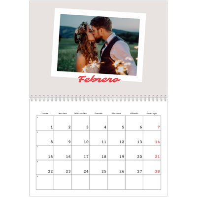 Calendario personalizado doble A4 — Firmado en carmín [Febrero]