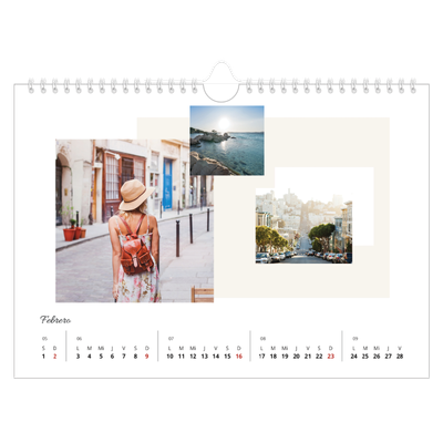 Calendario A4 horizontal — Tonos apagados [Febrero]