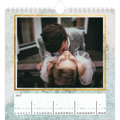 Calendarios Cuadrados — Marco de mármol dorado [Abril]