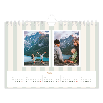 Calendario personalizado A5 horizontal — Letras y rayas