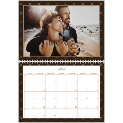 Calendario personalizado doble A4 — Vintage monocromo [Abril]