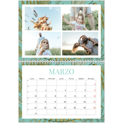 Calendario personalizado doble A4 — Tapiz floral [Marzo]