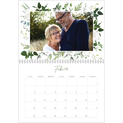 Calendario personalizado doble A4 — Flores tradicionales [Febrero]