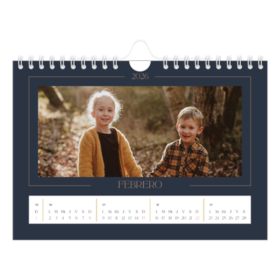 Calendario personalizado A5 — Azul de Prusia [Febrero]