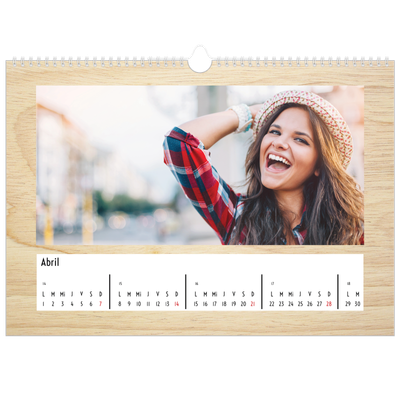 Calendario A3 horizontal — Madera [Abril]