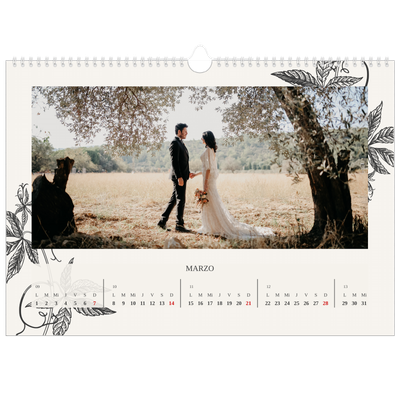 Calendario A3 horizontal — Tinta y hiedra [Marzo]