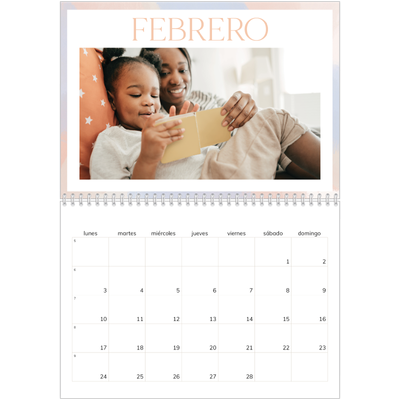 Calendario personalizado doble A4 — Efecto pincel [Febrero]
