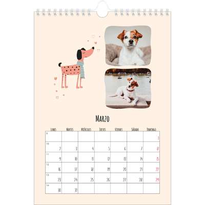 Calendario personalizado A4 — Perros y garabatos [Marzo]