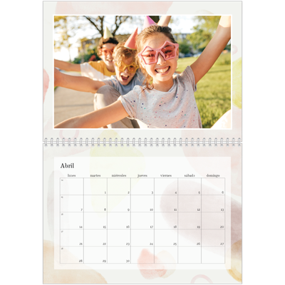 Calendario personalizado doble A4 — Manchas de acuarela [Abril]
