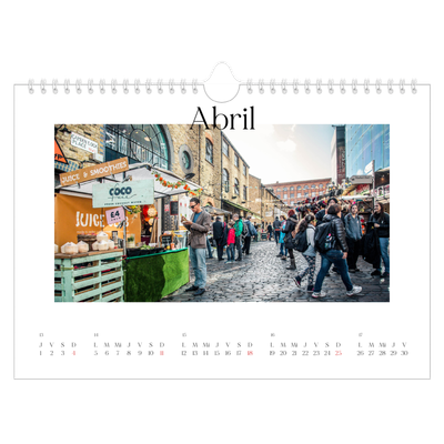 Calendario A4 horizontal — Mi diario de viaje [Abril]