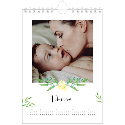 Calendario personalizado A5 — Ilustraciones de flores [Febrero]
