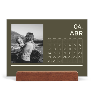 Calendario de mesa con base de madera - apaisado  — Contemporáneo atrevido [Abril]