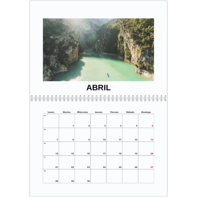 Calendario personalizado doble A4 — Foto simple [Abril]