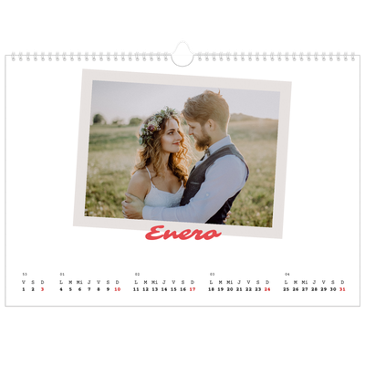 Calendario A3 horizontal — Firmado en carmín [Enero]