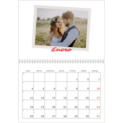 Calendario personalizado doble A4 — Firmado en carmín [Enero]