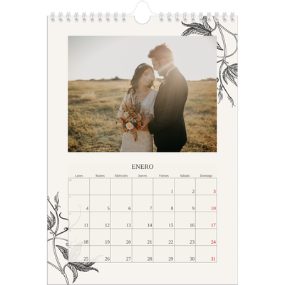 Calendario personalizado A4 — Tinta y hiedra [Enero]