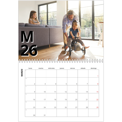 Calendario personalizado doble A4 — Estilo de letra [Marzo]