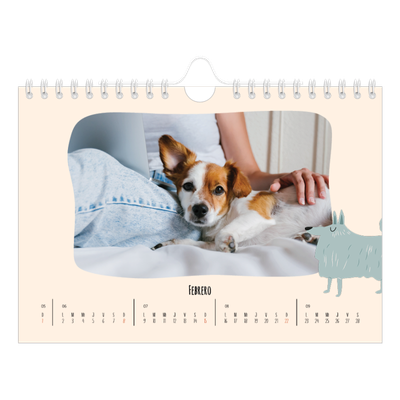 Calendario personalizado A5 — Perros y garabatos [Febrero]