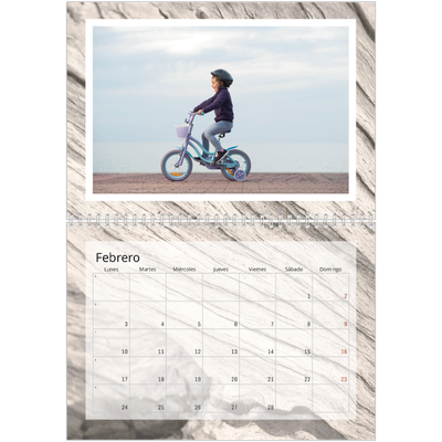 Calendario personalizado doble A4 — Corteza de árbol [Febrero]