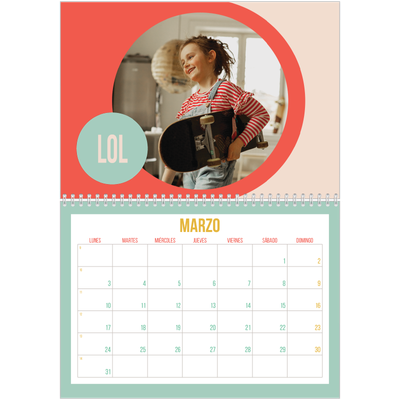 Calendario personalizado doble A4 — Brillante y bonito [Marzo]