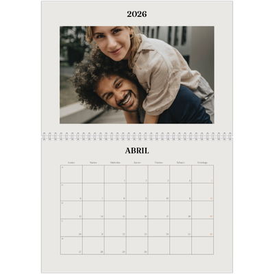 Calendario personalizado doble A4 — Marfil simple [Abril]