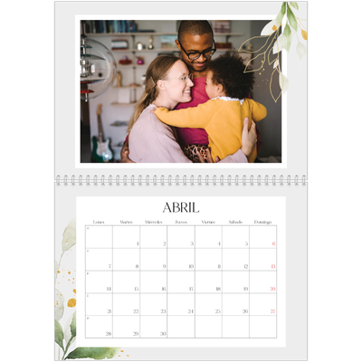 Calendario personalizado doble A4 — Salpicado floral [Abril]