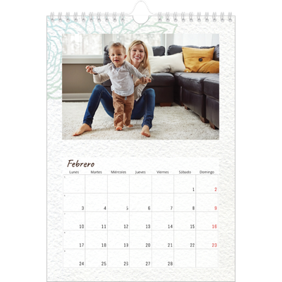 Calendario personalizado A4 — Papel de regalo floral [Febrero]