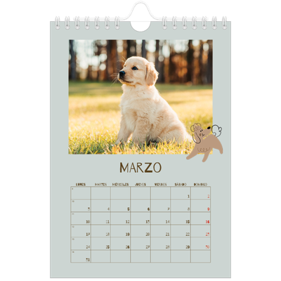 Calendario personalizado A5 — Cachorro juguetón [Marzo]
