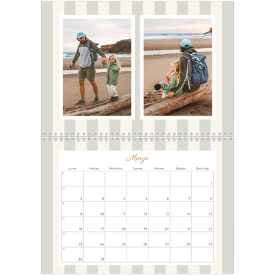 Calendario personalizado doble A4 — Letras y rayas [Marzo]