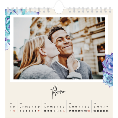 Calendarios Cuadrados — Flores pintadas [Febrero]