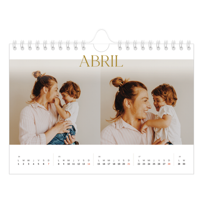Calendario personalizado A5 — Texto dorado grande [Abril]