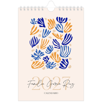 Calendario personalizado A5 — Coral minimalista [portada]