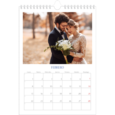 Calendario personalizado A4 — Clásico cobalto [Febrero]