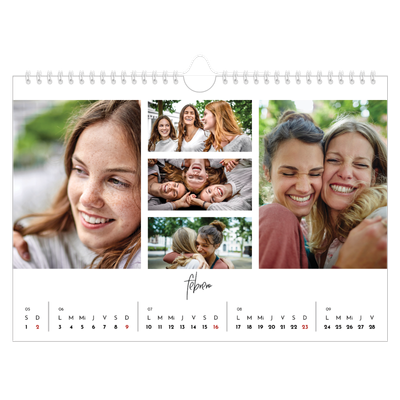 Calendario A4 horizontal — Disposición de fotos [Febrero]