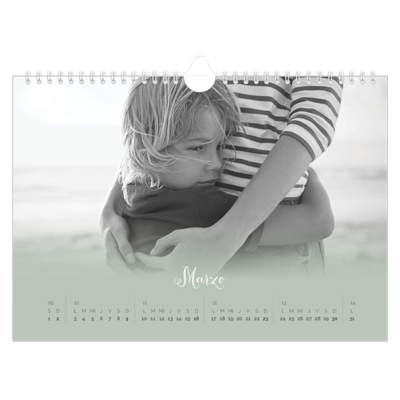 Calendario A4 horizontal — Verde bruma [Marzo]