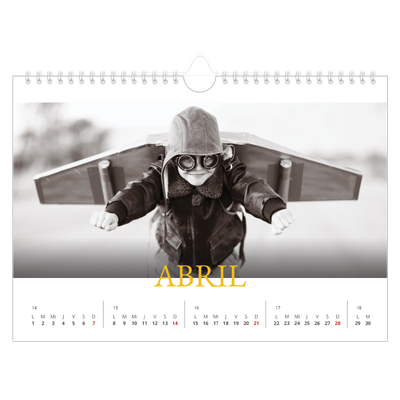 Calendario A4 horizontal — Estilo Heritage [Abril]