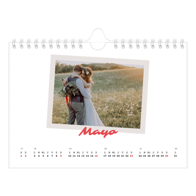 Calendario personalizado A5 — Firmado en carmín [Mayo]