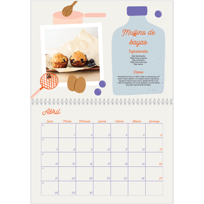 Calendario personalizado doble A4 — Año en recetas [Abril]