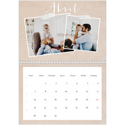 Calendario personalizado doble A4 — Calendario scrapbook [Abril]