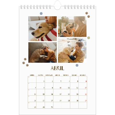 Calendario personalizado A4 — Cachorro juguetón [Abril]