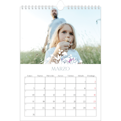 Calendario personalizado A4 — Motivo floral [Marzo]