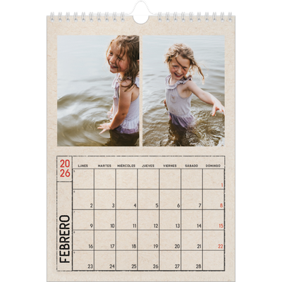 Calendario personalizado A4 — Efecto de sello craft [Febrero]